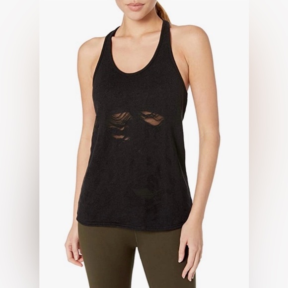 ALO Yoga Tops - ‼️RARE‼️🎸ALO YOGA🎸🔥NWT🔥Pure Tank in Distressed Black—M
